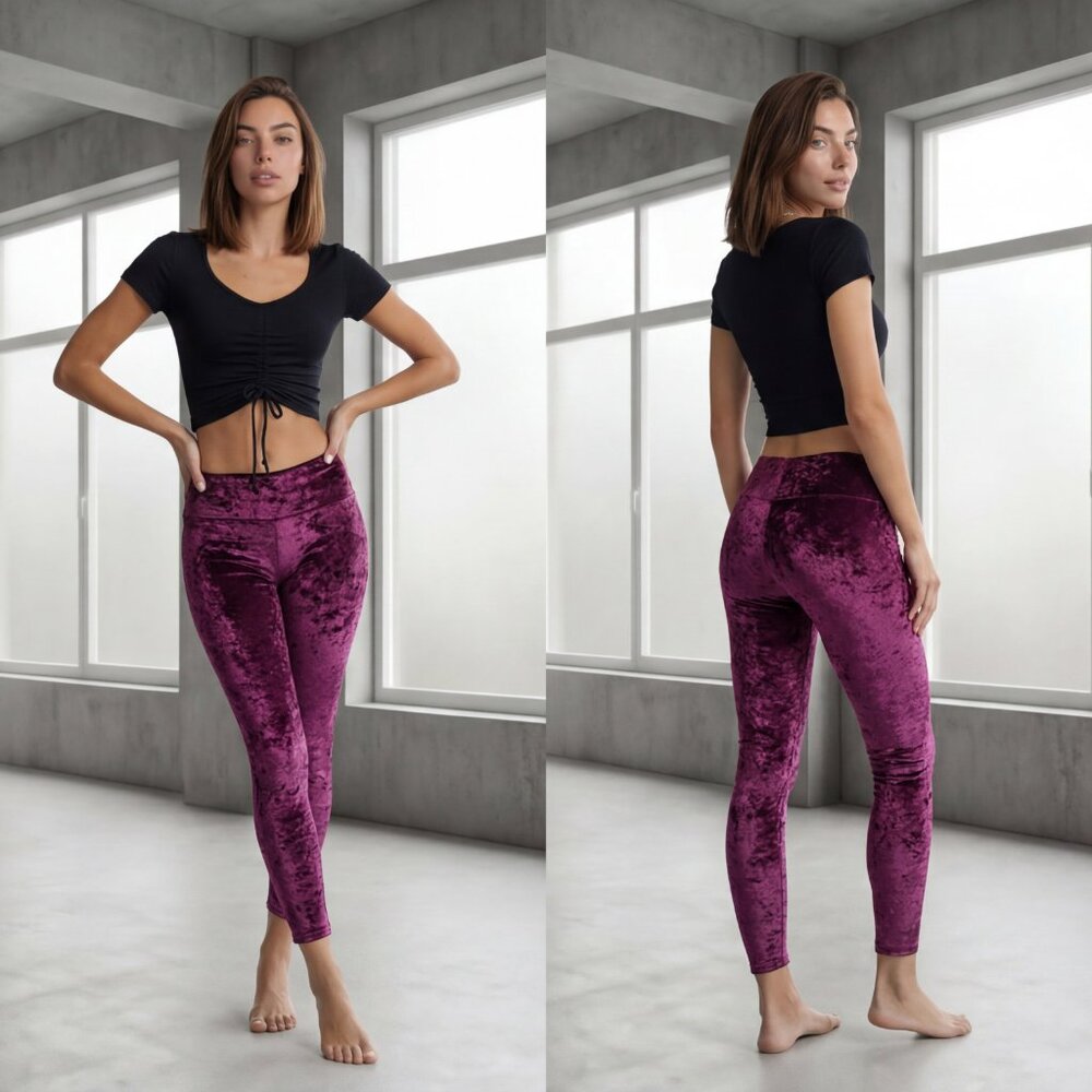 New Boysenberry Velvet Leggings - Warrior Within Designs